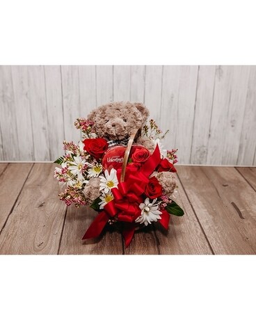 Beary Cute Basket Flower Arrangement