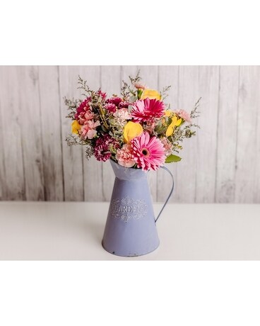 Pitcher in Lavender Flower Arrangement