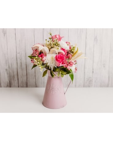 Pitcher in Pink Flower Arrangement