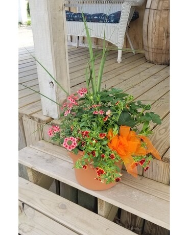 Premium Flowering Porch Pot Flower Arrangement