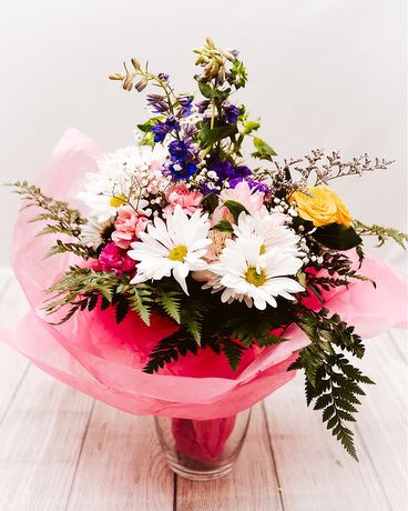 Hand Tied Wrapped Bouquet Flower Arrangement