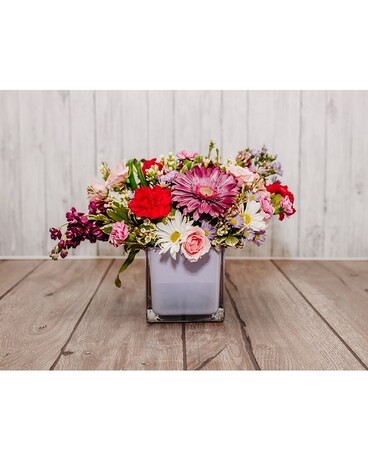 Periwinkle and Purple Passion Flower Arrangement