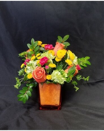 Sunny & Bright Flower Cube Flower Arrangement