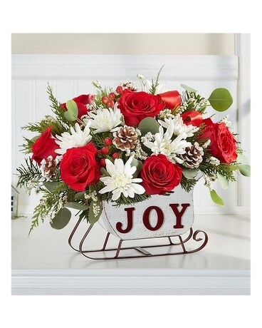 Dashing Through the Snow Sleigh Flower Arrangement