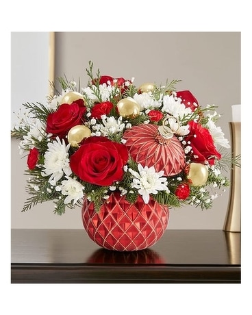 Sparkling Holiday Ornament Flower Arrangement