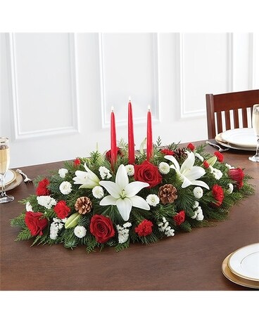 Traditional Christmas Centerpiece Flower Arrangement