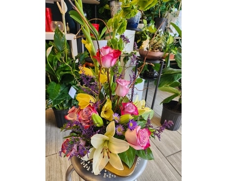 Rainbow Ikebana Flower Arrangement