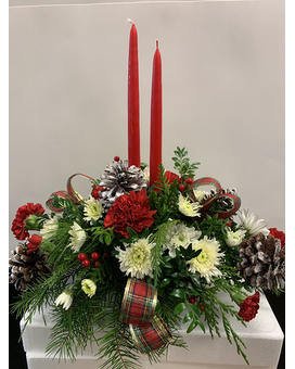 Christmas Candlelight Centerpiece Flower Arrangement