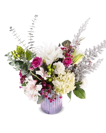 Portrait In Purple Flower Arrangement