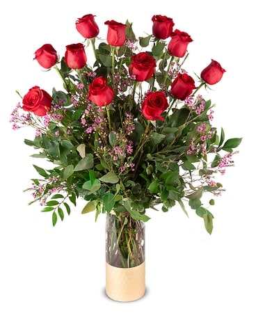 1 Dozen Premium Long Stem Red Roses Flower Arrangement