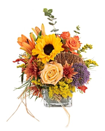 Falling For Autumn Cube Flower Arrangement