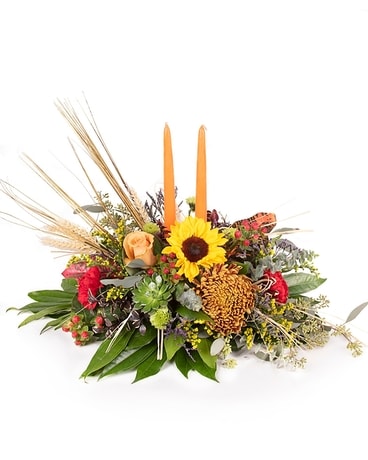 Harvest Aglow Centerpiece Flower Arrangement
