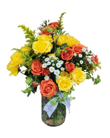 Country Home Rose Bouquet Flower Arrangement