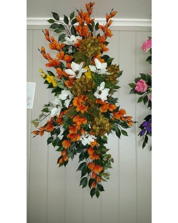 Fall Silk Standing Spray Sympathy Arrangement