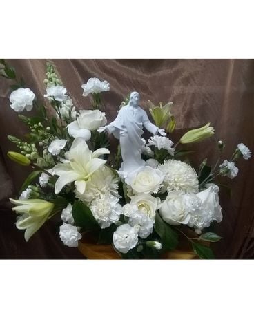 Forever Faithful All White Bouquet Sympathy Arrangement