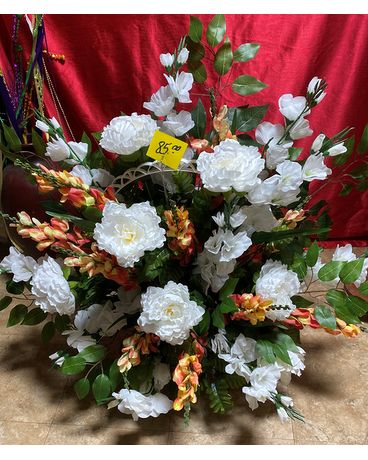 White Silk Arrangement Sympathy Arrangement