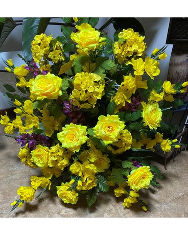 Yellow Silk Arrangement Funeral Arrangement