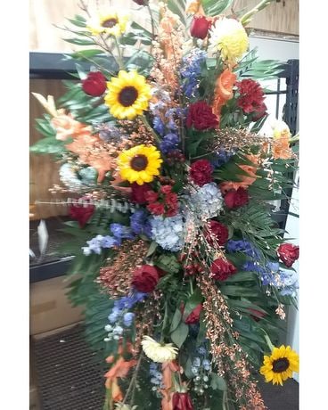 Sunflower Pop Funeral Spray Wreath