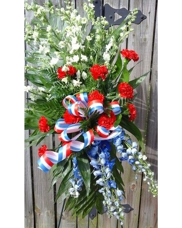 Patriotic Ribbon Funeral Spray Funeral Arrangement