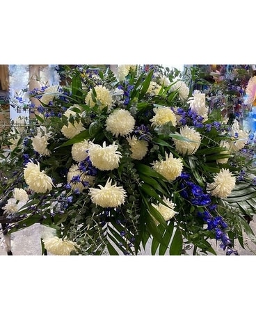 White and Purple Casket Spray Funeral Casket Spray Flowers