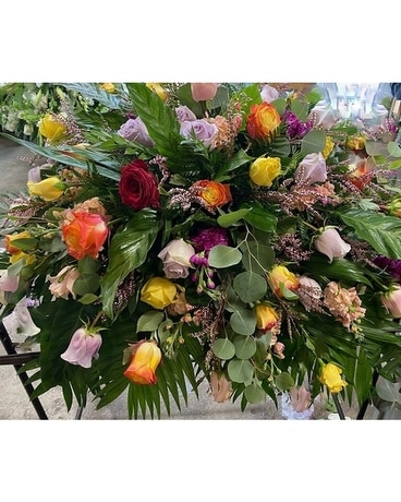 Multi Color Roses Casket Spray Funeral Casket Spray Flowers
