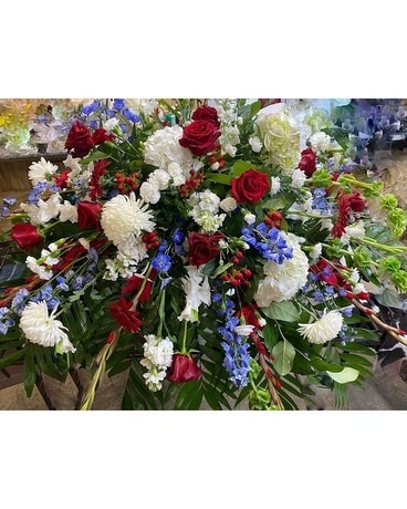 Brave Soldier Funeral Casket Spray Flowers