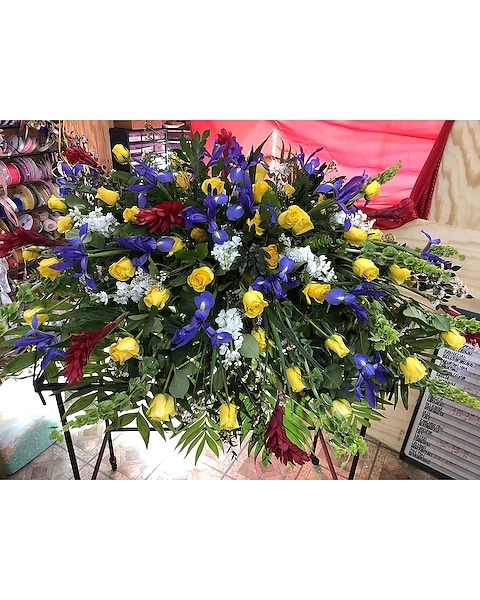 Yellow Spray Roses with Iris Bouquet