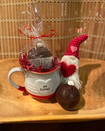 Gourmet Hot Cocoa Bomb & Mug Set Flower Arrangement