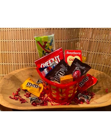 Snack Basket Flower Arrangement