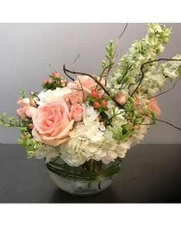 Fresh Roses & Fluff Hydrangea Flower Arrangement