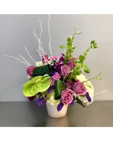 Modern Roses and Anthurium Arrangement Flower Arrangement