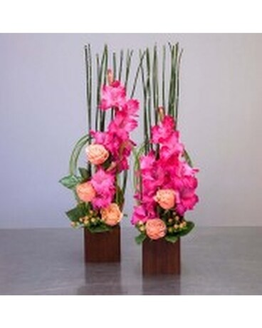 Rose & Orchids in Bamboo Flower Arrangement