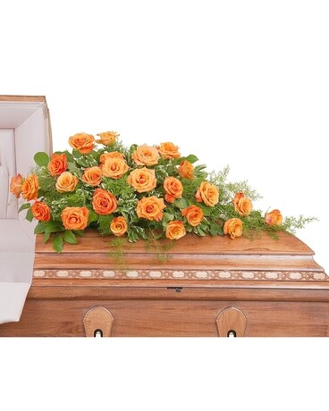 Orange Rose Casket Spray Flower Arrangement