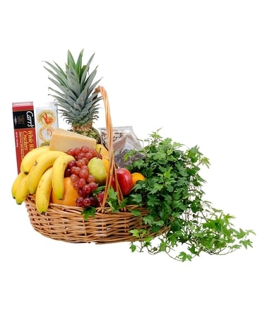 Fabulous Fruit and More Basket Flower Arrangement