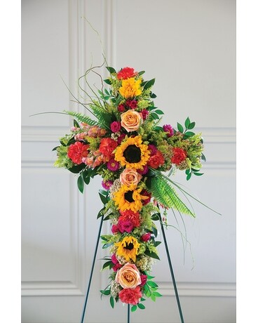 Desert Sun Cross Sympathy Arrangement