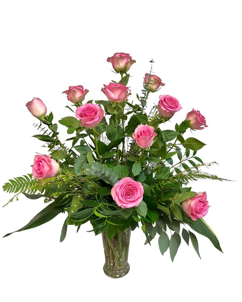 One Dozen Premium Pink Long Stem Roses in St. Louis MO