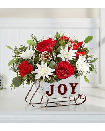 Dashing Through The Snow Sleigh Flower Arrangement