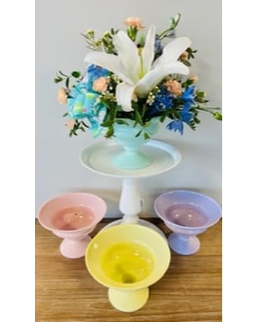 Spring Compote Flower Arrangement