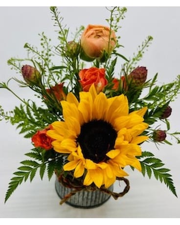 Sunflower tin Flower Arrangement