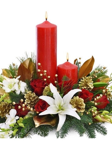 Pillar Candles Flower Arrangement