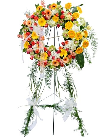 Golden Wreath Flower Arrangement