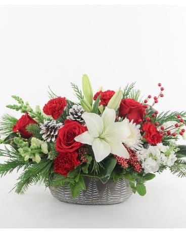 Frank Gallo Latham Seasons Good Tidings Flower Arrangement