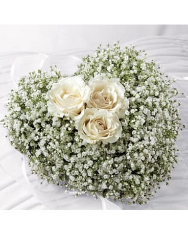 Babies Breath Heart Funeral Arrangement