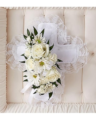 Cross Pillow Casket Insert Funeral Arrangement