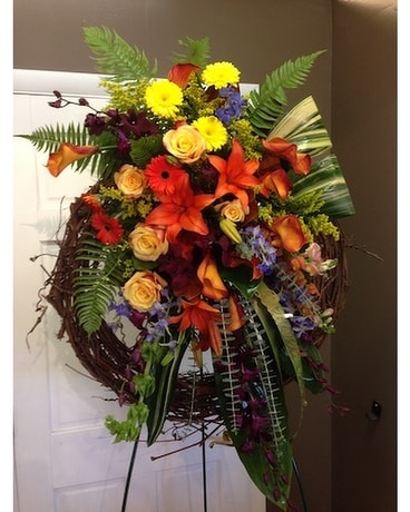 Rustic Wreath Funeral Arrangement