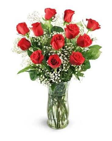 12 Classic Red Roses Flower Arrangement