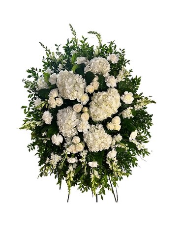 White spray Funeral Arrangement