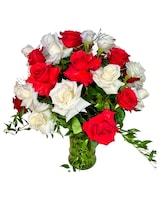 6 roses, in a bouquet size,  inches height and  inches wide.