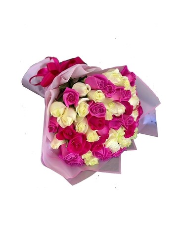 5O Roses Pink and White Bouquet Flower Arrangement
