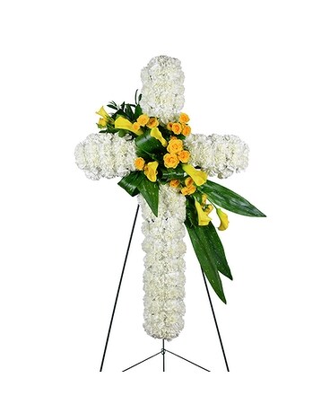 Love and Prayers Sympathy Cross Funeral Arrangement